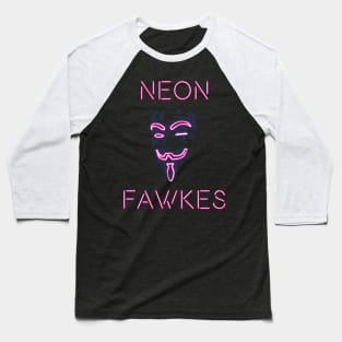 Neon Fawkes Vertical Logo Front Only Baseball T-Shirt